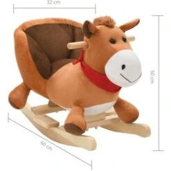 UNIQUECheval à Bascule Avec Dossier Peluche 60 X 32 X 50 Cm Marron3,7 Kg,Magnifique & Montage Facile97122 -Pas Cher Clair Jardin Magasin 90110623 5