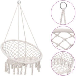 UNIQUEChaise à Bascule En Hamac 80 Cm Beige3,5 Kg,Magnifique & Montage Facile47950