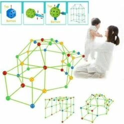 Tente Pour Enfants, Kit De Construction De Cabane Pour Enfants DIY Fort, Intérieur Extérieur (boule 36 Bâton 51 Avec Tente),