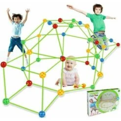 Tente Pour Enfants, Kit De Construction De Cabane Pour Enfants DIY Fort, Intérieur Extérieur (boule 36 Bâton 51 Avec Tente)， -Pas Cher Clair Jardin Magasin 90519012 3