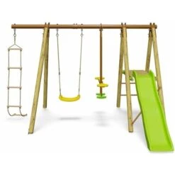 Station De Jeux Bois Poutre Métal 1,90 M, 5 Enfants, Techwood Premium OREKA