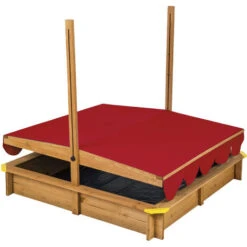 Bac à Sable De Jardin Enfant En Bois Avec 1 Toit Et 1 Bâche 120x120x120cm -Pas Cher Clair Jardin Magasin 91264606 4