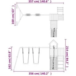 Aire De Jeux D'extérieur Bois De Pin Massif VidaXL -Pas Cher Clair Jardin Magasin 91987960 3
