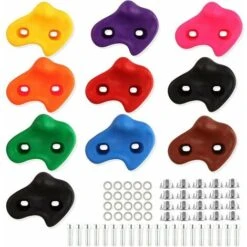 Prises D'escalade Pour Enfants, 10 Pièces Prises D'escalade Pour Enfants Avec Matériel De Fixation, Poignées Murales D'escalade, Combinaisons Colorées D'escalade Intérieure/extérieure (couleur Aléatoi