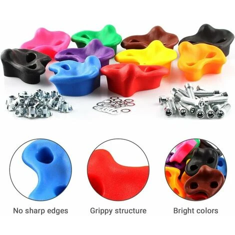 Prises D'escalade Pour Enfants, 10 Pièces Prises D'escalade Pour Enfants Avec Matériel De Fixation, Poignées Murales D'escalade, Combinaisons Colorées D'escalade Intérieure/extérieure (couleur Aléatoi 5 Prises D'escalade Pour Enfants, 10 Pièces Prises D'escalade Pour Enfants Avec Matériel De Fixation, Poignées Murales D'escalade, Combinaisons Colorées D'escalade Intérieure/extérieure (couleur Aléatoi – Image 5