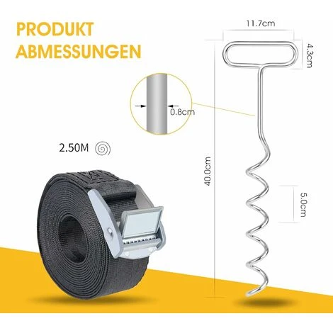 Kit D'ancrage Au Sol 4 Pièces Pour Trampoline, Balançoire, Chevilles D'ancrage En Spirale Avec Sangles, Ancres De Trampoline, Chevilles D'ancrage En Acier 5 Kit D'ancrage Au Sol 4 Pièces Pour Trampoline, Balançoire, Chevilles D'ancrage En Spirale Avec Sangles, Ancres De Trampoline, Chevilles D'ancrage En Acier – Image 5
