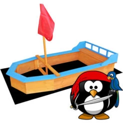 Bac à Sable Forme De Bateau Drapeau 150x78x85cm Bois Sol Non-tissé Jardin Jeux Plein Air Jardin -Pas Cher Clair Jardin Magasin 9216549 3