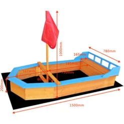 Bac à Sable Forme De Bateau Drapeau 150x78x85cm Bois Sol Non-tissé Jardin Jeux Plein Air Jardin -Pas Cher Clair Jardin Magasin 9216549 4