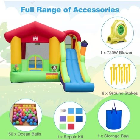 GOPLUS Château Gonflable Avec Souffleur Pour 2 Enfants De 3-10 Ans,Zone De Saut,Toboggan, Mur D'escalade,325x290x205 Cm,Maison Rouge 5 GOPLUS Château Gonflable Avec Souffleur Pour 2 Enfants De 3-10 Ans,Zone De Saut,Toboggan, Mur D'escalade,325x290x205 Cm,Maison Rouge – Image 5