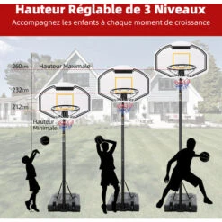 Panier De Basket Avec Roues Détachables, Hauteur Réglable De 212-260cm, Panier De Basket Exterieur, Panneau De 90cm, Panier De Basket Enfant Avec Base, Pour Enfants, Adolescents, Adultes, Familles, Bl -Pas Cher Clair Jardin Magasin 92183440 3