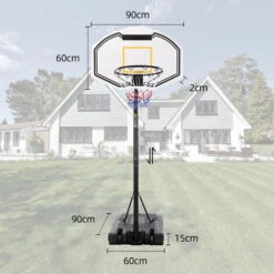 Panier De Basket Avec Roues Détachables, Hauteur Réglable De 212-260cm, Panier De Basket Exterieur, Panneau De 90cm, Panier De Basket Enfant Avec Base, Pour Enfants, Adolescents, Adultes, Familles, Bl -Pas Cher Clair Jardin Magasin 92183440 5