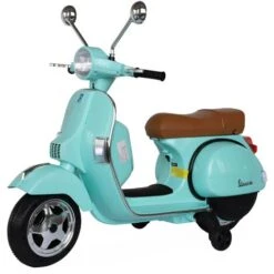 Vespa Vert D'eau PX150. Scooter électrique Pour Enfants 12V 4.5Ah. 1 Place Avec Autoradio
