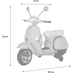 Vespa Vert D'eau PX150. Scooter électrique Pour Enfants 12V 4.5Ah. 1 Place Avec Autoradio -Pas Cher Clair Jardin Magasin 93983266 4