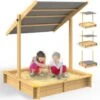 Spielwerk Bac à Sable En Bois D'épicéa Avec Toit Réglable De Protection UV Jeu Pour Enfants Extérieur Jardin -Samu (de)