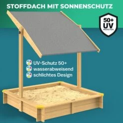 Spielwerk Bac à Sable En Bois D'épicéa Avec Toit Réglable De Protection UV Jeu Pour Enfants Extérieur Jardin -Samu (de) -Pas Cher Clair Jardin Magasin 93988046 3