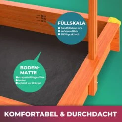 Spielwerk Bac à Sable En Bois D'épicéa Avec Toit Réglable De Protection UV Jeu Pour Enfants Extérieur Jardin -Sami (de) -Pas Cher Clair Jardin Magasin 93988047 4