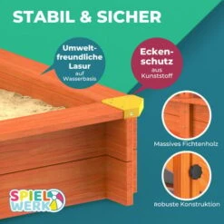 Spielwerk Bac à Sable En Bois D'épicéa Avec Toit Réglable De Protection UV Jeu Pour Enfants Extérieur Jardin -Sami (de) -Pas Cher Clair Jardin Magasin 93988047 5