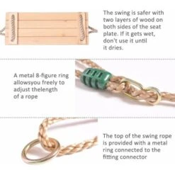 à Suspendre Arbre Balançoire Pour Adultes Enfants Poli Four-board Anti-corrosion Bois Balançoire Extérieur/intérieur -Pas Cher Clair Jardin Magasin 94527196 4