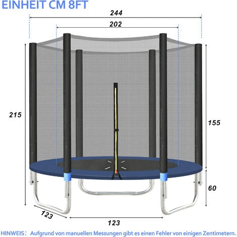 Trampoline D'extérieur Avec Clôture De Sécurité Et échelle, 10 FT Trampoline De Jardin De 150 Kg, A Passé Les Tests GS Et TÜV 5 Trampoline D'extérieur Avec Clôture De Sécurité Et échelle, 10 FT Trampoline De Jardin De 150 Kg, A Passé Les Tests GS Et TÜV – Image 5