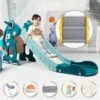 Toboggan Dinosaure Antidérapant Pour Enfant - Avec Panier De Basket - Jeu Intérieur/extérieur Enfant - Dès 2 Ans - Vert