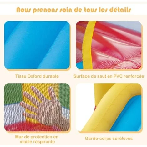 COSTWAY Château Gonflable 6 En 1 Enfants Avec Souffleur 480W, Maison De Saut Gonflable En Tissu Oxford Avec Piscine à Balles, Panier De Basket, Toboggan, 50 Balles Pour Jardin Pelouse Fête, 3-10 Ans 3 COSTWAY Château Gonflable 6 En 1 Enfants Avec Souffleur 480W, Maison De Saut Gonflable En Tissu Oxford Avec Piscine à Balles, Panier De Basket, Toboggan, 50 Balles Pour Jardin Pelouse Fête, 3-10 Ans – Image 3