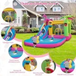 COSTWAY Château Gonflable Thème Tropical Avec Souffleur 680W, Long Toboggan Aquatique,Piscine à Eclaboussures Ballon Océanique 7 COSTWAY Château Gonflable Thème Tropical Avec Souffleur 680W, Long Toboggan Aquatique,Piscine à Eclaboussures Ballon Océanique -Pas Cher Clair Jardin Magasin 95963529 3