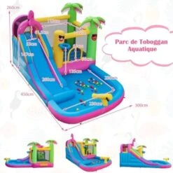 COSTWAY Château Gonflable Thème Tropical Avec Souffleur 680W, Long Toboggan Aquatique,Piscine à Eclaboussures Ballon Océanique 8 COSTWAY Château Gonflable Thème Tropical Avec Souffleur 680W, Long Toboggan Aquatique,Piscine à Eclaboussures Ballon Océanique -Pas Cher Clair Jardin Magasin 95963529 4