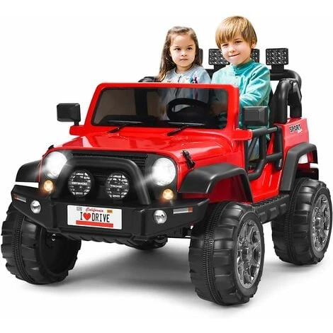 COSTWAY Voiture 4x4 Électrique 12V Pour Enfants 3+ Ans, Avec 2 Places, Télécommande 2.4G, Suspension à Ressorts, 3 Vitesses, Port USB Et Aux, Lumières LED, Musique Et Klaxon, 123 X 80 X 80 Cm (Rouge) 1 COSTWAY Voiture 4x4 Électrique 12V Pour Enfants 3+ Ans, Avec 2 Places, Télécommande 2.4G, Suspension à Ressorts, 3 Vitesses, Port USB Et Aux, Lumières LED, Musique Et Klaxon, 123 X 80 X 80 Cm (Rouge)