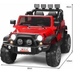 COSTWAY Voiture 4x4 Électrique 12V Pour Enfants 3+ Ans, Avec 2 Places, Télécommande 2.4G, Suspension à Ressorts, 3 Vitesses, Port USB Et Aux, Lumières LED, Musique Et Klaxon, 123 X 80 X 80 Cm (Rouge) 9 COSTWAY Voiture 4x4 Électrique 12V Pour Enfants 3+ Ans, Avec 2 Places, Télécommande 2.4G, Suspension à Ressorts, 3 Vitesses, Port USB Et Aux, Lumières LED, Musique Et Klaxon, 123 X 80 X 80 Cm (Rouge) -Pas Cher Clair Jardin Magasin 95963530 5