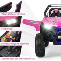 GOPLUS Voiture Électrique Enfants 3-8 Ans 2 Portes Avec Télécommande 2,4G, Lumières Et Musique, 12V Quad Buggy Tout Terrain,Véhicule Jusqu’à 60kgpour 2 Enfant 2 Sièges(Rose) -Pas Cher Clair Jardin Magasin 96243686 5