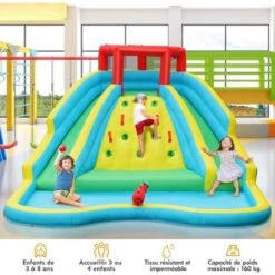 GOPLUS Château Gonflable Avec Toboggans& Pataugeoire Avec Canon à Eau, Mur D’Escalade, Aire De Jeux Gonflable, Avec Souffleur 680w, Cadeau Pour 3 Enfants De 3 à 10 Ans 160KG 7 GOPLUS Château Gonflable Avec Toboggans& Pataugeoire Avec Canon à Eau, Mur D’Escalade, Aire De Jeux Gonflable, Avec Souffleur 680w, Cadeau Pour 3 Enfants De 3 à 10 Ans 160KG -Pas Cher Clair Jardin Magasin 96349807 3
