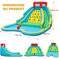 GOPLUS Château Gonflable Avec Toboggans& Pataugeoire Avec Canon à Eau, Mur D’Escalade, Aire De Jeux Gonflable, Avec Souffleur 680w, Cadeau Pour 3 Enfants De 3 à 10 Ans 160KG 8 GOPLUS Château Gonflable Avec Toboggans& Pataugeoire Avec Canon à Eau, Mur D’Escalade, Aire De Jeux Gonflable, Avec Souffleur 680w, Cadeau Pour 3 Enfants De 3 à 10 Ans 160KG -Pas Cher Clair Jardin Magasin 96349807 4