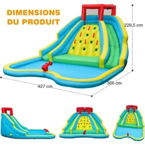 GOPLUS Château Gonflable Avec Toboggans& Pataugeoire Avec Canon à Eau, Mur D’Escalade, Aire De Jeux Gonflable, Avec Souffleur 680w, Cadeau Pour 3 Enfants De 3 à 10 Ans 160KG 4 GOPLUS Château Gonflable Avec Toboggans& Pataugeoire Avec Canon à Eau, Mur D’Escalade, Aire De Jeux Gonflable, Avec Souffleur 680w, Cadeau Pour 3 Enfants De 3 à 10 Ans 160KG – Image 4