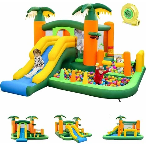 GOPLUS Château Gonflable 8 En 1 Avec Zone DeSaut, Toboggan&Bassin, 50 Boules Océaniques, Soufflerie 680W Structure Aire De Jeux Gonflable Extérieur Pour 3 Enfants 3-10 Ans Jusqu’à 180KG 1 GOPLUS Château Gonflable 8 En 1 Avec Zone DeSaut, Toboggan&Bassin, 50 Boules Océaniques, Soufflerie 680W Structure Aire De Jeux Gonflable Extérieur Pour 3 Enfants 3-10 Ans Jusqu’à 180KG