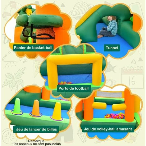 GOPLUS Château Gonflable 8 En 1 Avec Zone DeSaut, Toboggan&Bassin, 50 Boules Océaniques, Soufflerie 680W Structure Aire De Jeux Gonflable Extérieur Pour 3 Enfants 3-10 Ans Jusqu’à 180KG 4 GOPLUS Château Gonflable 8 En 1 Avec Zone DeSaut, Toboggan&Bassin, 50 Boules Océaniques, Soufflerie 680W Structure Aire De Jeux Gonflable Extérieur Pour 3 Enfants 3-10 Ans Jusqu’à 180KG – Image 4