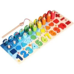 Montessori Math Jeu De Plug-in/jeu De Pêche Pour Enfants Jouets En Bois Tri Plug-in Puzzle Mathématiques Comptage Apprentissage Préscolaire Bébé Blocs De Bois Jouets Pour Enfants Pour Garçons Filles D