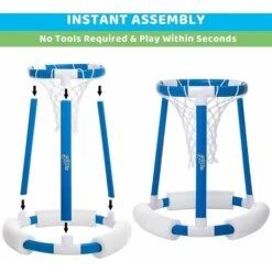 Jeu De Panier De Basket Flottant Pour Piscine Comprend Un Cerceau, 2 Balles Et Une Pompe, Un Cerceau De Basket-ball Gonflable, Un Jeu De Basket-ball Aquatique, Des Jouets De Piscine Pour Enfants Et A -Pas Cher Clair Jardin Magasin 97642208 3
