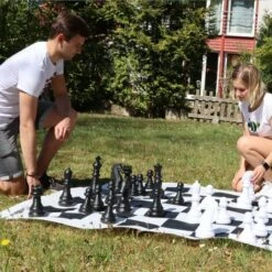 ALLDORO Échecs XXL Jeu D'échecs Version XXL - Terrain De Jeu : 158 X 158 Cm - Sac De Rangement Pratique - A Partir De 3 Ans -Pas Cher Clair Jardin Magasin 98063053 5