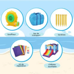 Chateau Gonflable Aire De Jeux Gonflable Avec Trampoline Et Escalade, Avec Souffleur,360x240x210cm -Pas Cher Clair Jardin Magasin 98091610 3