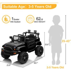 Voiture électrique Pour Enfants, 12V, Télécommande 2.4 Ghz, Démarrage Progressif à 3 Vitesses, 2 Moteurs, Avec Klaxon, Lumière Avant. 2.8km/h, Voiture électrique Pour Enfants De 3 à 5 Ans Noir -Pas Cher Clair Jardin Magasin 98701472 2