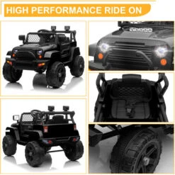 Voiture électrique Pour Enfants, 12V, Télécommande 2.4 Ghz, Démarrage Progressif à 3 Vitesses, 2 Moteurs, Avec Klaxon, Lumière Avant. 2.8km/h, Voiture électrique Pour Enfants De 3 à 5 Ans Noir -Pas Cher Clair Jardin Magasin 98701472 3