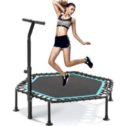 Trampoline De Fitness Pliable Avec Poignée Réglable. Trampoline Pour Exercice. Trampoline Avec Pieds Antidérapants Pour Adultes/enfants. Trampoline En Design Silencieux. Charge Maximale 130 Kg