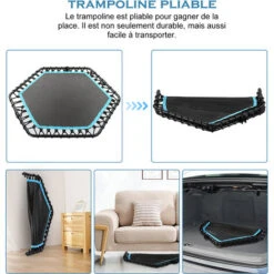 Trampoline De Fitness Pliable Avec Poignée Réglable. Trampoline Pour Exercice. Trampoline Avec Pieds Antidérapants Pour Adultes/enfants. Trampoline En Design Silencieux. Charge Maximale 130 Kg -Pas Cher Clair Jardin Magasin 98791535 3