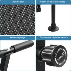 Trampoline De Fitness Pliable Avec Poignée Réglable. Trampoline Pour Exercice. Trampoline Avec Pieds Antidérapants Pour Adultes/enfants. Trampoline En Design Silencieux. Charge Maximale 130 Kg -Pas Cher Clair Jardin Magasin 98791535 4