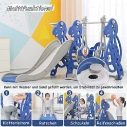 Toboggan Pour Enfants - Balançoire Et Toboggan - Avec Panier De Basket-ball - Toboggan Pliable - Robuste - Avec Toboggan Extra Long NAIZY -Pas Cher Clair Jardin Magasin 99356300 3