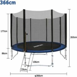 Trampoline D'extérieur Ø366cm Trampoline De Jardin Set D'extérieur Avec Filet De Sécurité, échelle, Couverture De Bord NAIZY -Pas Cher Clair Jardin Magasin 99356563 4