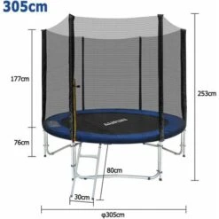 Trampoline D'extérieur Ø305cm Trampoline De Jardin Set D'extérieur Avec Filet De Sécurité, échelle, Couverture De Bord NAIZY -Pas Cher Clair Jardin Magasin 99356751 4