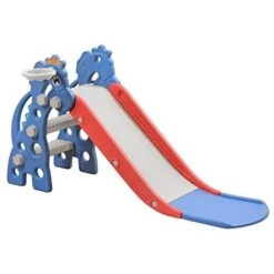 Toboggan Pour Enfants 3 En 1 Toboggan Indoor Multifonctionnel Toboggan Pour Bébés Avec Panier De Basket & Pliable Toboggan De Jardin 135x55x67cm NAIZY