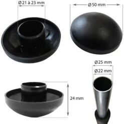Lot De 8 Capuchons De Poteaux Noir 25mm Pour Trampoline -Pas Cher Clair Jardin Magasin 9980457 4